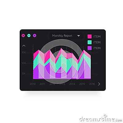 Trendy colored analytical chart Vector Illustration