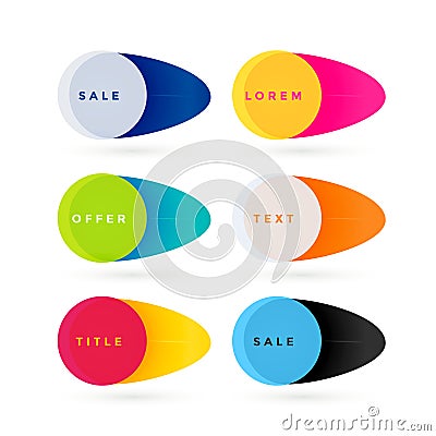 Trendy colorful cute sale banners set Vector Illustration