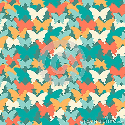 Butterfly seamless pattern. Fabric simple texture. Vector colorful cute batterfly background. Graphic illustration Cartoon Illustration