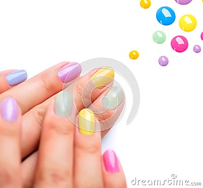 Trendy Colourful Manicure Stock Photo