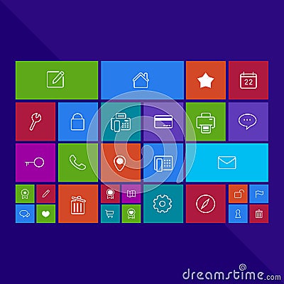 Trendy computer or mobile application app program of flat business and office administration tool icon in colorful geometric Vector Illustration