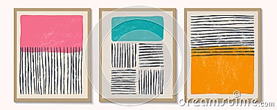 Trendy contemporary set of abstract geometric minimalist composition Vector Illustration