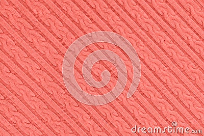 coral colored Knitwear Fabric Texture Stock Photo