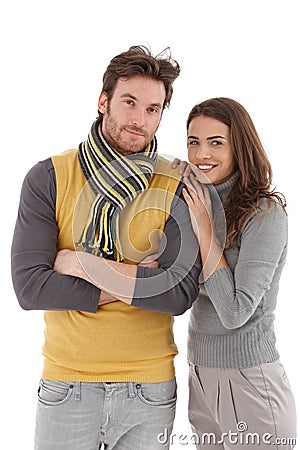 Trendy couple hugging smiling Stock Photo