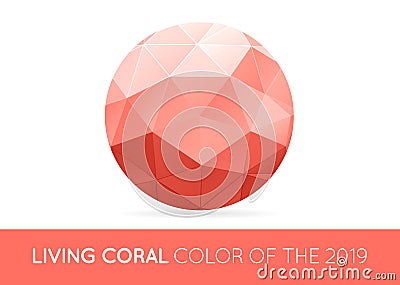 Trendy Crystal Triangulated Gem Sign Element in Trendy Coral Color. Geometric Low Polygon Style. Visual Identity. Vector Vector Illustration
