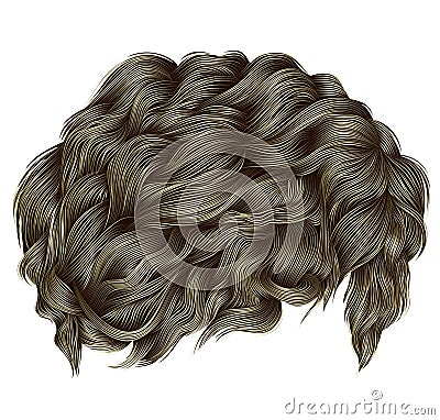 Trendy curly hairs blond colors . medium length . beauty styl Vector Illustration