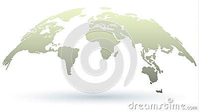 Trendy 3D Map of the World in Light Grey Color with Shadow Vector Illustration