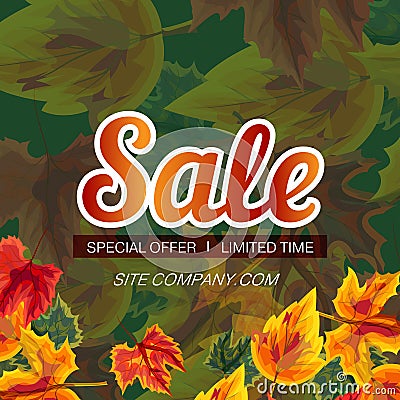 Web poster with promotion of seasonal sale Vector Illustration