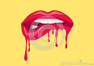 Trendy drip lips Vector Illustration