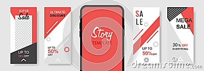 Trendy editable template sale banner for social networks stories. Design backgrounds for social media, landing page, website, Vector Illustration