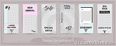 Trendy editable templates for instagram stories, sale, vector i Vector Illustration