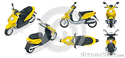 Trendy electric scooter, isolated on white background. Vector Illustration