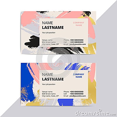 Trendy elegant business card templates. Modern luxury beauty sal Vector Illustration