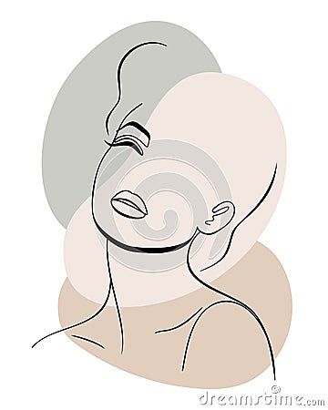 Trendy fashion lineart portrait of a woman Vector Illustration