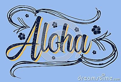 Trendy fashion T-shirt print for textile trendy aloha text design pattern Stock Photo