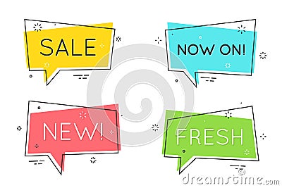 Trendy flat geometric speech bubbles. Retro hipsters poster Vector Illustration