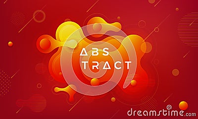 Trendy Fluid, liquid gradient design elements. Abstract orange, red liquid background Vector Illustration