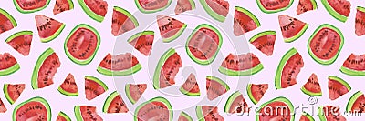 Trendy fruit pattern. Artistic Watermelon background. Watercolor watermelon seamless pattern. Stock Photo