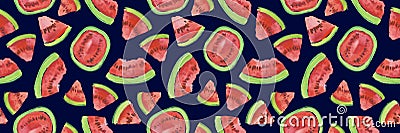 Trendy fruit pattern. Artistic Watermelon background. Watercolor watermelon seamless pattern. Stock Photo