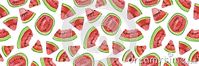 Trendy fruit pattern. Artistic Watermelon background. Watercolor watermelon seamless pattern. Stock Photo