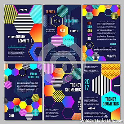 Trendy Geometric Flat Posters Vector Illustration