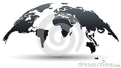 Trendy Globe Map in Deep Smoky Grey Color. Vector Illustration Stock Photo