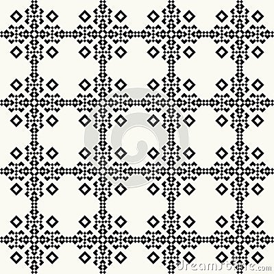 Trendy hipster Black and white pixel seamless pattern Vector Illustration