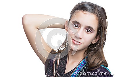 Trendy hispanic teenager isolated on white Stock Photo