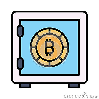 Trendy icon of bitcoin safe, crypto vault vector design Vector Illustration