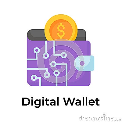 Trendy icon of digital wallet, online payment, ewallet, business and finance vector Vector Illustration