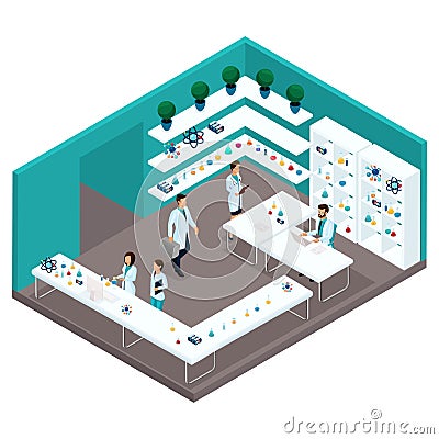 Isometry Cabinet Hospital Front View Vector Illustration