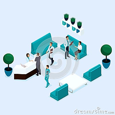 Isometry Cabinet Hospital Front View Vector Illustration