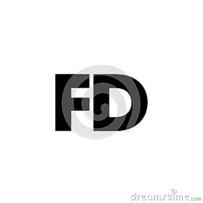 Letter F and D, FD logo design template. Minimal monogram initial based logotype Vector Illustration