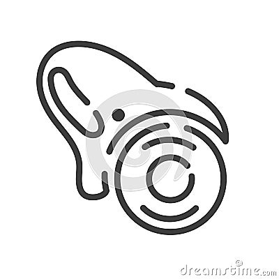 Trendy line style icon about sewing toys circle knife for modeling Vector Illustration