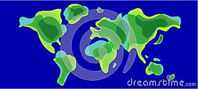 Trendy Liquid Shaped World Map in Vector Vector Illustration