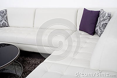 Trendy living room with modern interiors Stock Photo