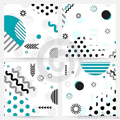 Trendy Memphis style geometric pattern Vector Illustration