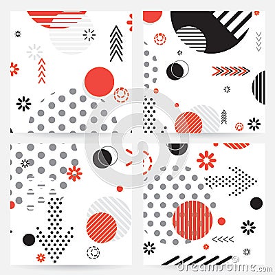 Trendy Memphis style geometric pattern Vector Illustration