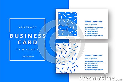 Trendy minimal abstract business card template in blue color. Mo Vector Illustration