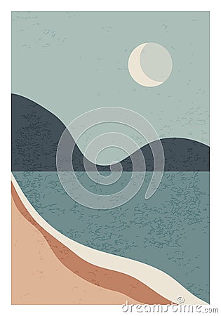 Trendy minimalist landscape abstract contemporary collage design Vector Illustration