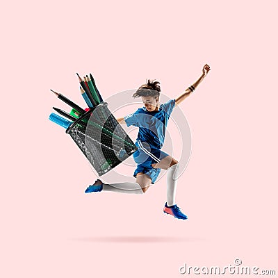 Trendy modern artwork. Contemporary art collage. Sport and office concept. Stock Photo