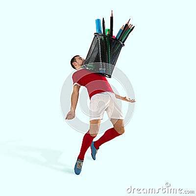 Trendy modern artwork. Contemporary art collage. Sport and office concept. Stock Photo