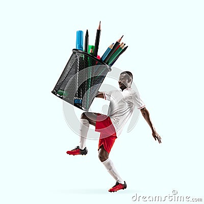 Trendy modern artwork. Contemporary art collage. Sport and office concept. Stock Photo