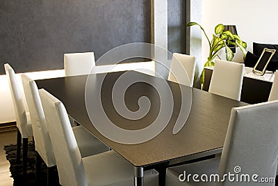 Trendy Modern Dining Room Stock Photo