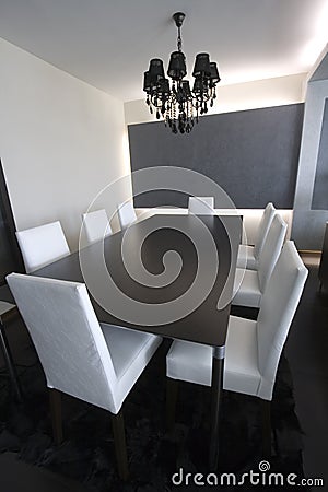 Trendy Modern Dining Room Stock Photo