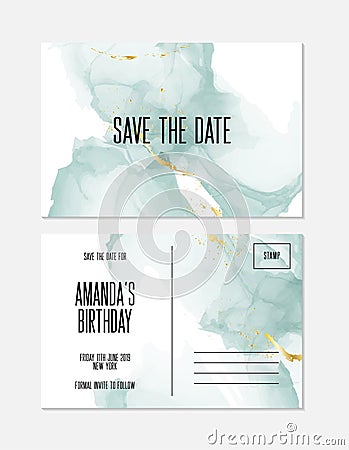 Trendy modern liquid marble texture birthday card template. Fluid art. Applicable for design cover, presentation, invitation, Vector Illustration