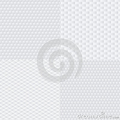 Trendy modern techno white geometric vector textures, origami background set Vector Illustration