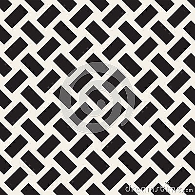 Trendy monochrome twill weave Lattice. Abstract Geometric Background Design. Vector Seamless Pattern. Vector Illustration