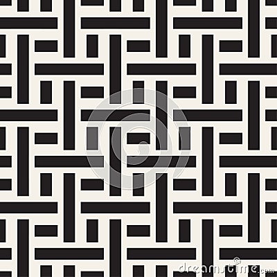 Trendy monochrome twill weave. Vector Seamless Black and White Pattern. Vector Illustration