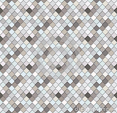 Trendy mosaic background with silver glitter elements. Snake skin texture. Perfect for mobile cover design. Stock Photo